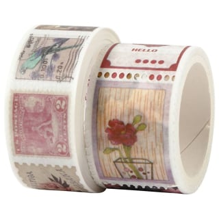 Комплект Washi ленти - марки и цветя