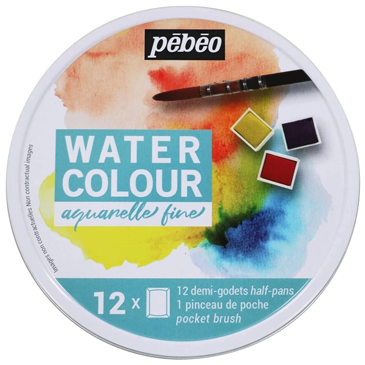 Комплект акварелни бои Pebeo в метална кутия - различни комплекти