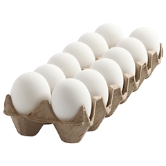 Бели пластмасови яйца - 12 броя / 6 см