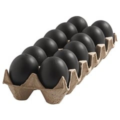 Черни пластмасови яйца - 12 броя / 6 см