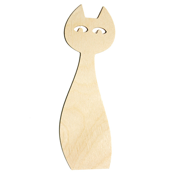 Дървена отметка за книги - котка