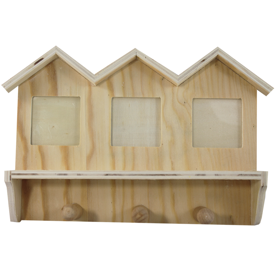Дървена стойка с закачалки - къщичка
