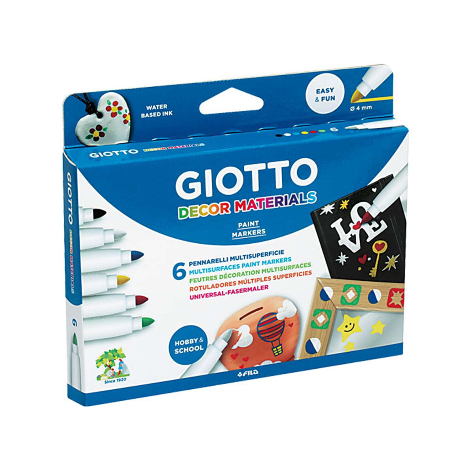 Декоративен флумастер GIOTTO Decor materials - комплект 6 бр.