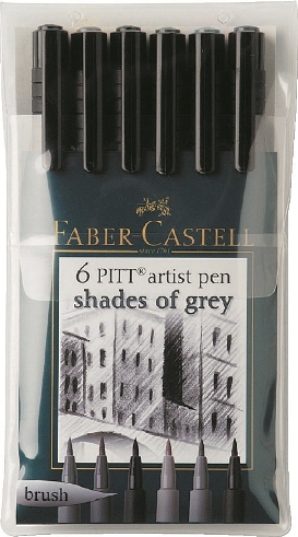 Флумастери Art Pen PITT - комплект 6 нюанси сиво