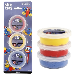 Маса за моделиране Silk Clay - жълта - синя - червена