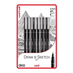 Комплект маркери за фини линии UNI PIN Draw and Sketch 8 бр.