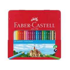 Моливи Faber-Castell комплект от 24 цвята в метална кутия с отвор