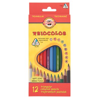 Триъгълни восъчни моливи в лакирана опаковка KOH-I-NOOR - 12 бр.