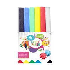Цветна креп хартия 50 х 250 см - комплект от 6 броя