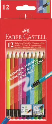 Цветни моливи с гумичка комплект - 12 цвята